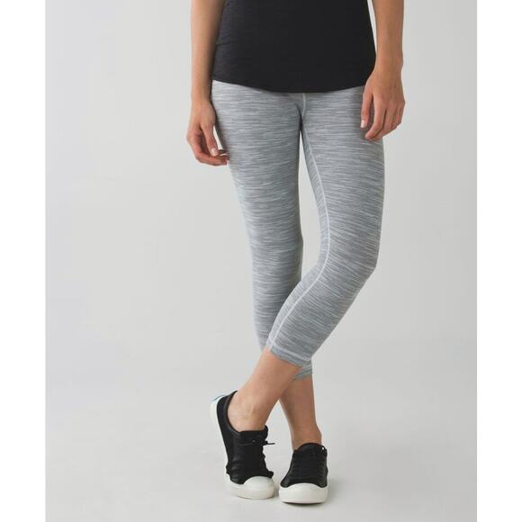 Lululemon Wonder Under Cropped High Rise Leggings Womens 4 Gray 21" Inseam Gym - Picture 1 of 9